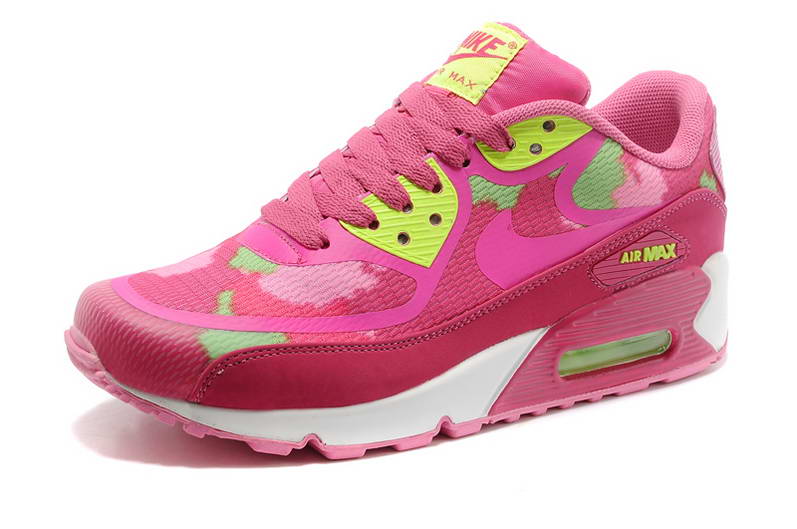 Nike Air Max 90 Chaussures Femmes TAPE Pre vert rose (2)